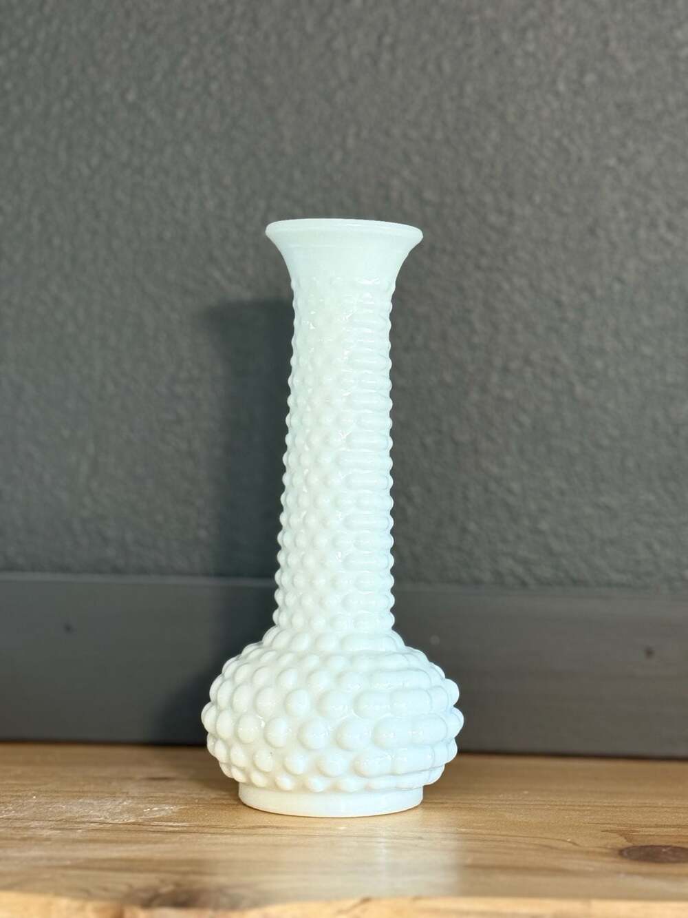 Vintage E.O. Brody Co. Milk Glass 7.5" Hobnail White Bud Vase